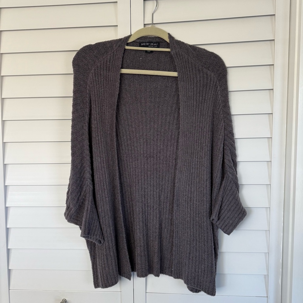 Barefoot Dreams CozyChic Lite Circle Cardigan Gray-Blue S/M – Ultra Soft Sweater